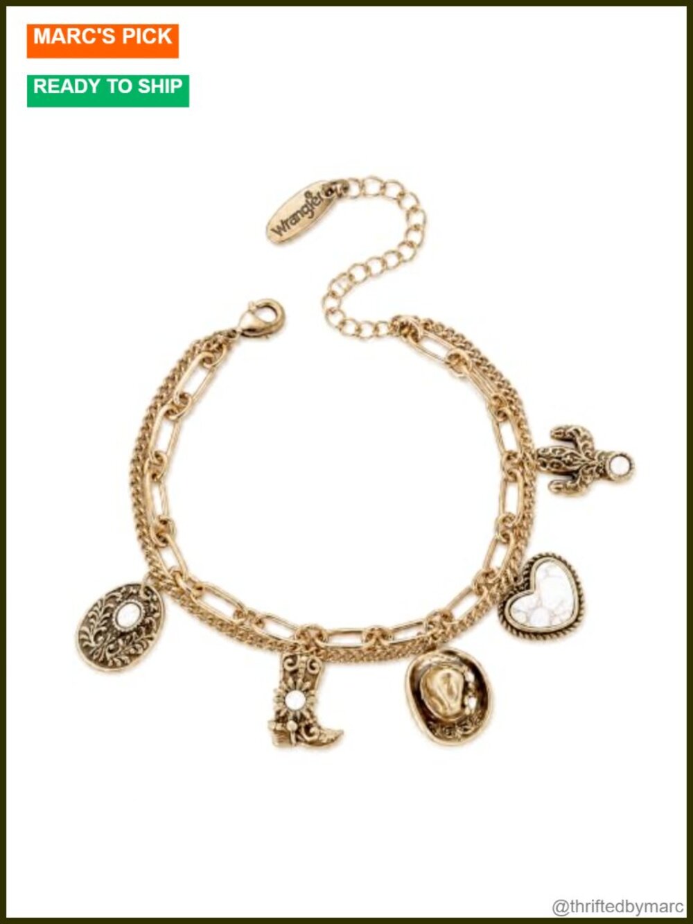Western Stack Bracelet Set 22K Gold Silver Plated Turquoise Charms
